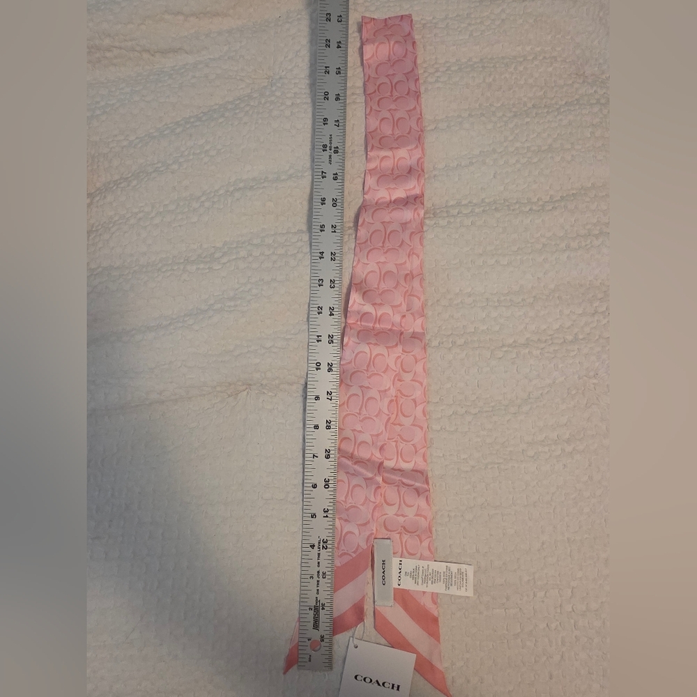 NWT Coach Signature Print Silk Skinny Scarf - Picture 7 of 9